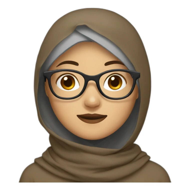 asian woman wearing brown hijab and glasses sticker