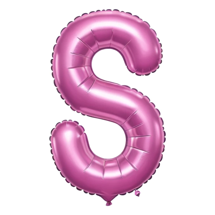 Pink foil balloon in the shape of a number 6 sticker