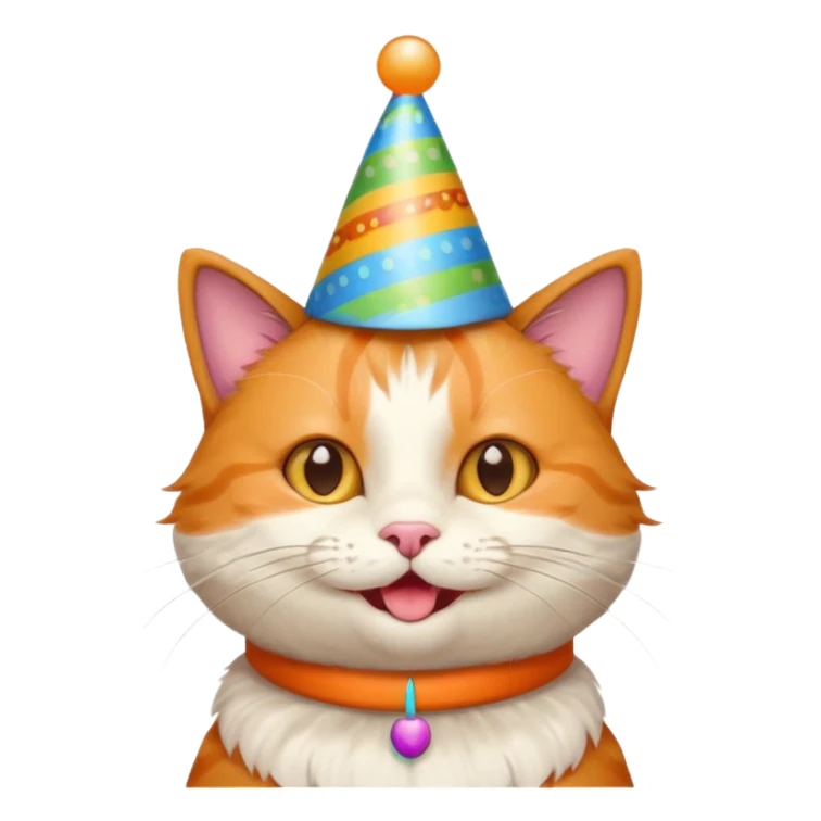 happy cat wearing a colorful birthday hat sticker