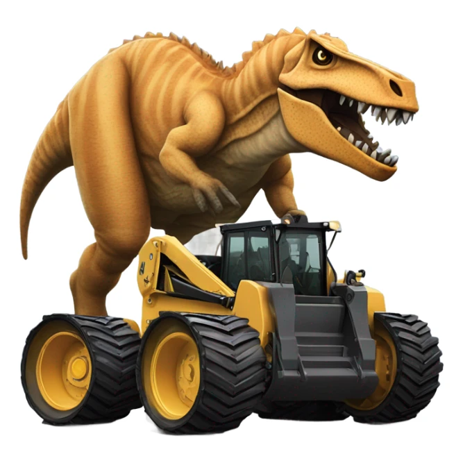 Skid steer on top of dinosaur sticker