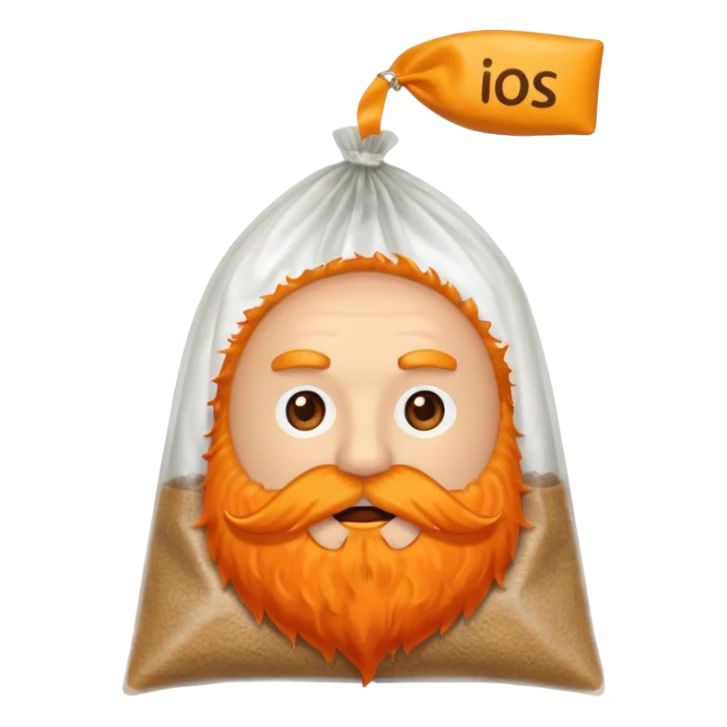 a teabag with orange beard at the ends of the bag sticker