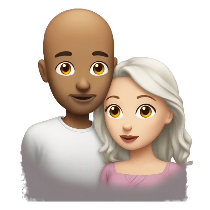 Bald man kissing brown haired girl sticker