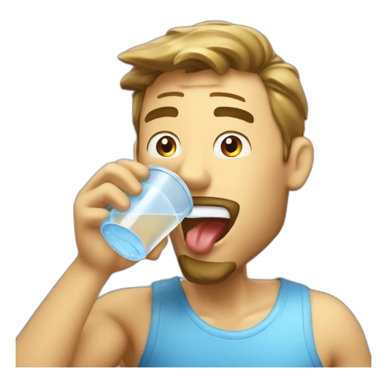 guy drinking water direct from the water filter tongue out sticker