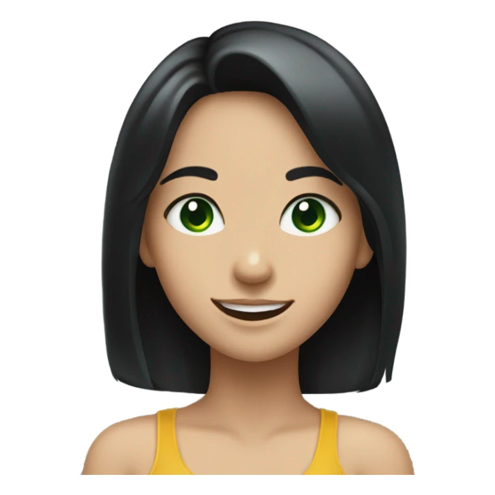smiling girl with black hair green eyes sticker