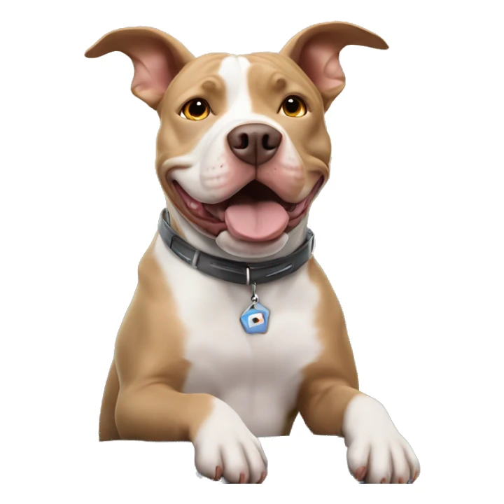 Grey tan Pitbull dog flying on top of a plane sticker