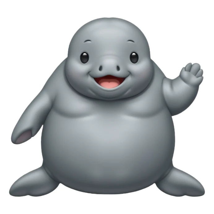 Manatee cute and fat emoji whole body sticker