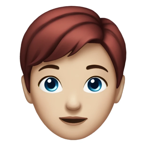 girl short dark red hair blue eyes sticker