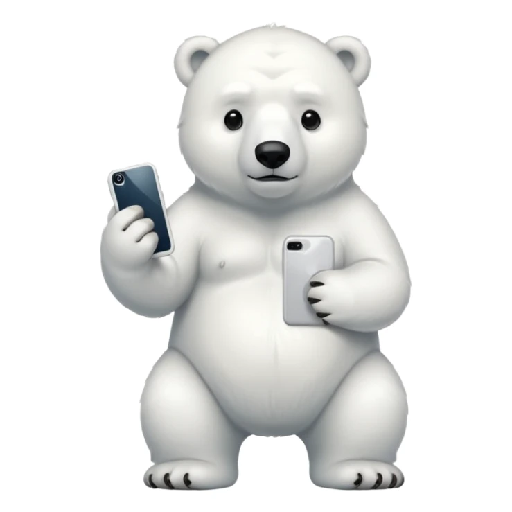 Serious Polar Bear standing body with iphone in hand  sticker