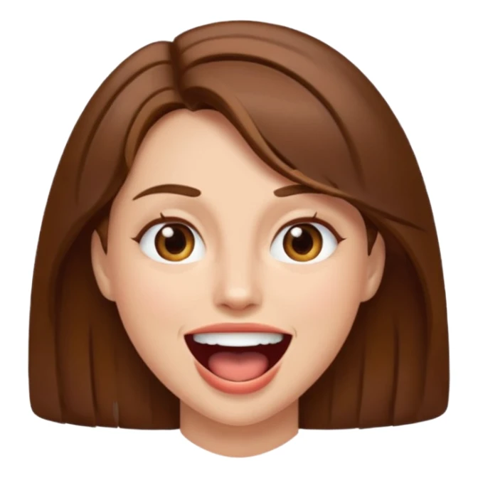 Woman brown hair. Mouth open sticker