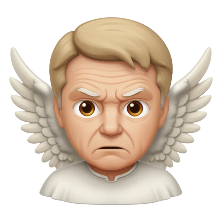 Angry older white male Italian animated angel sticker