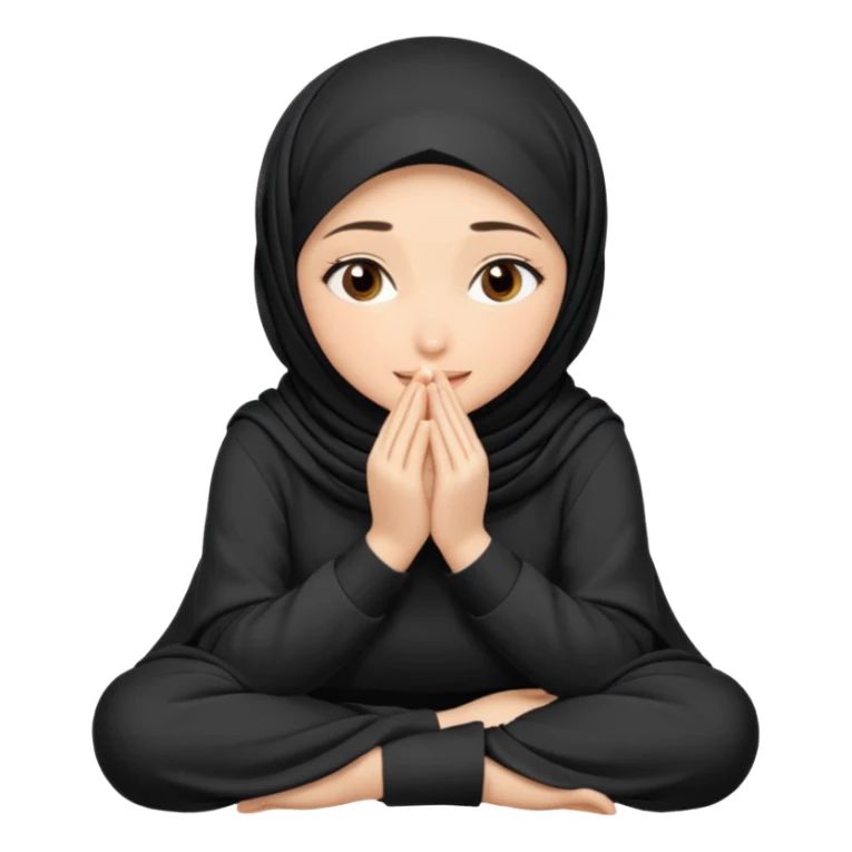 Hijabi girl sitting and hiding her face from her hands sticker