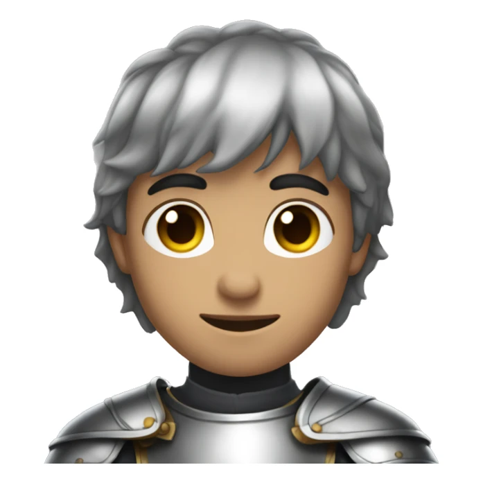 a young guy of model appearance with dark short hair in a knight's silver armor sticker