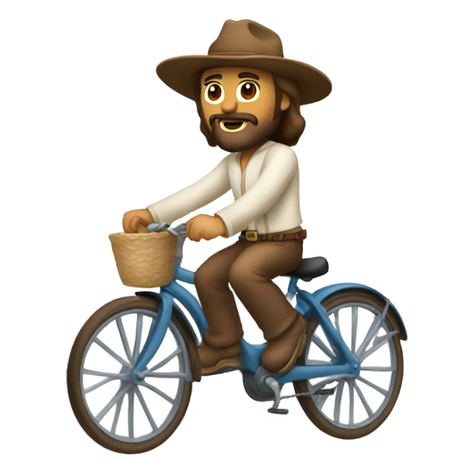 Jesus wearing cowboy hat riding bike sticker