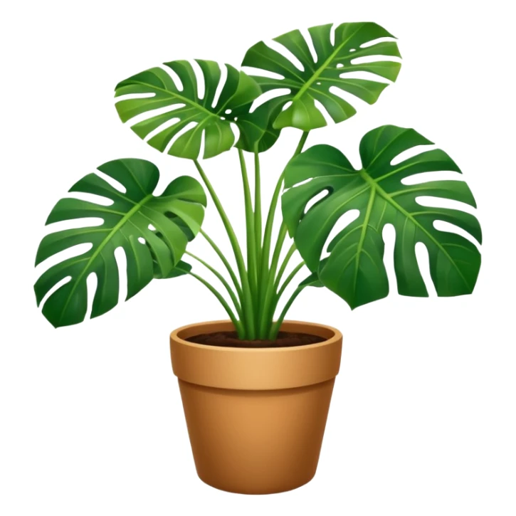 Potted plant, the potted plant contains Monstera deliciosa. sticker