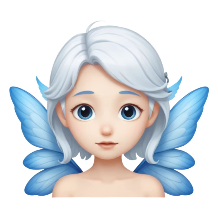 A shy white hair fairy with soft blue wings sticker