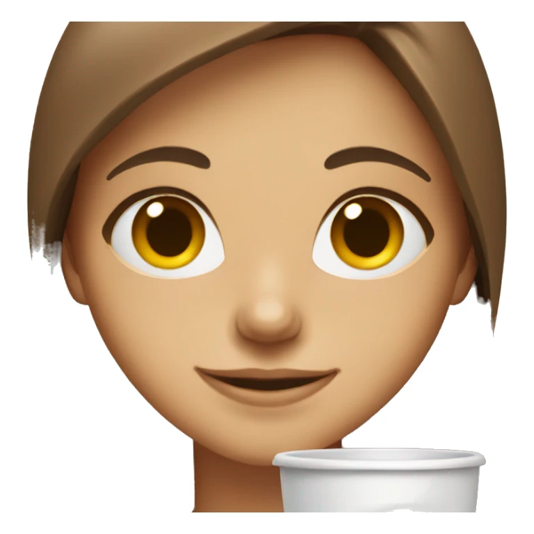 smiling girl with brown hair drinking coffee  sticker