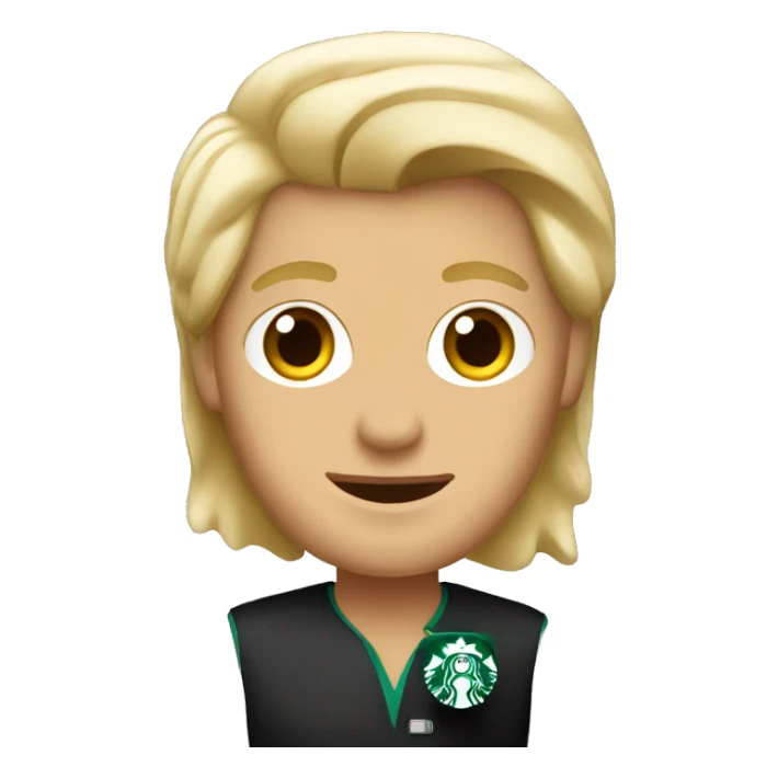 starbucks blonde male barista with coffee sticker