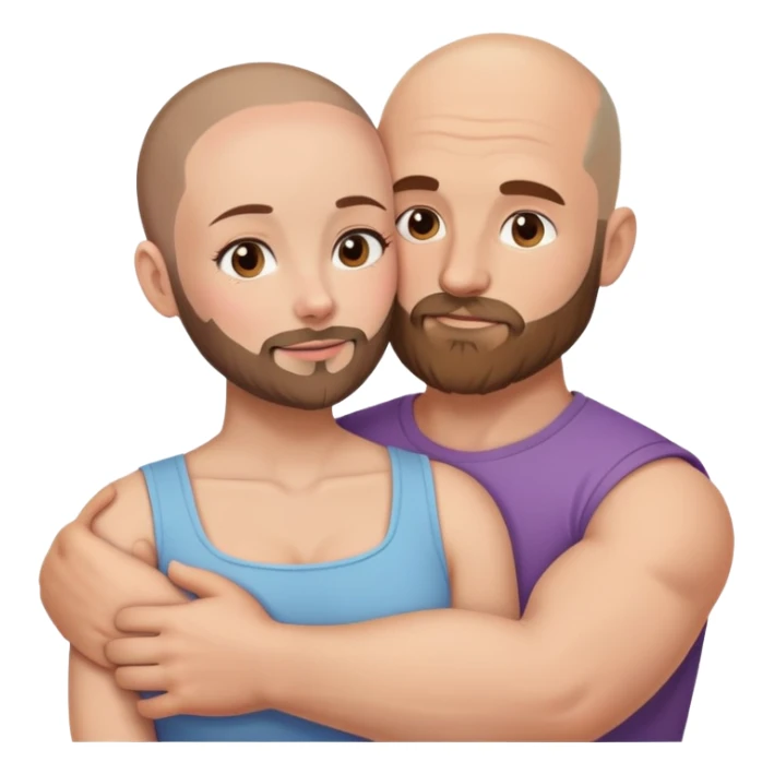 Beautiful light brunette cuddling her muscular bald beard husband sticker