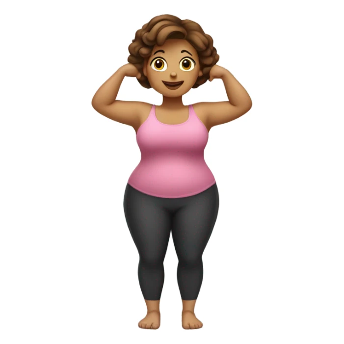 Pretty voluptuous Woman with short brown hair doing Pilates exercises  sticker