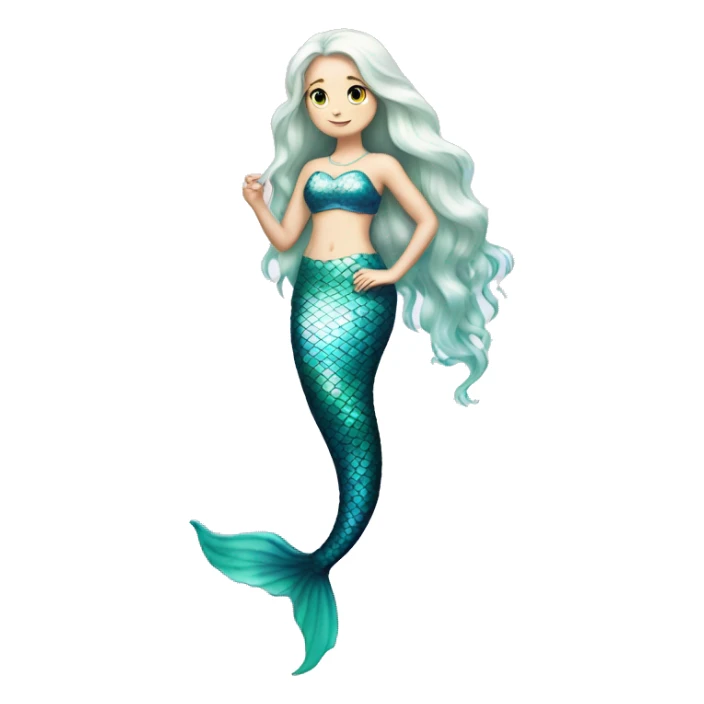 Iridescent mermaid white girl with iridescent tail sticker