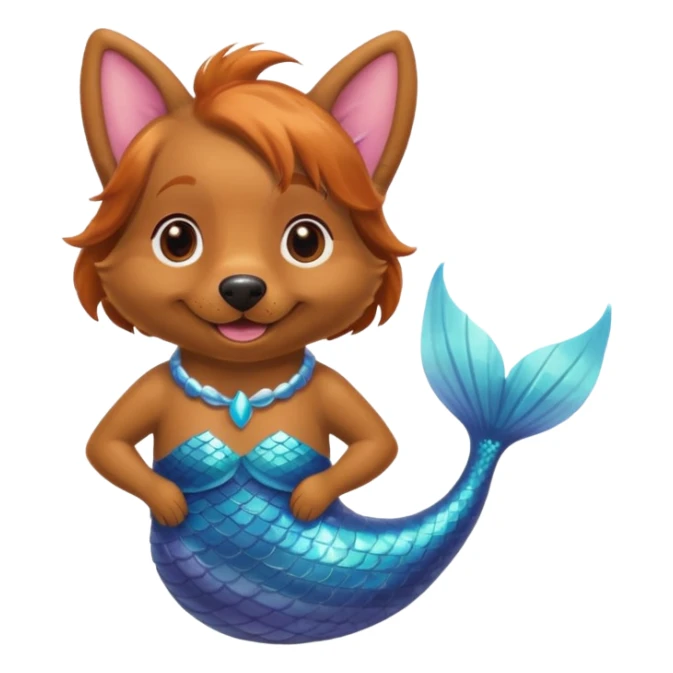 Happy brown dog with mermaid tail sticker