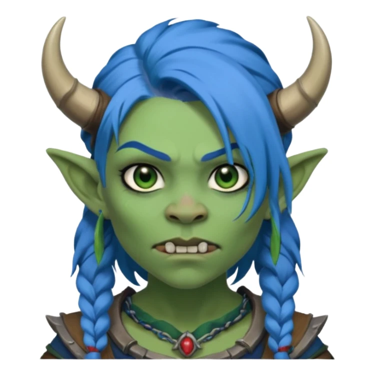 ork woman with blue hair sticker
