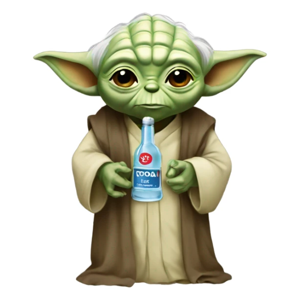 Yoda with a bottle of vodka sticker
