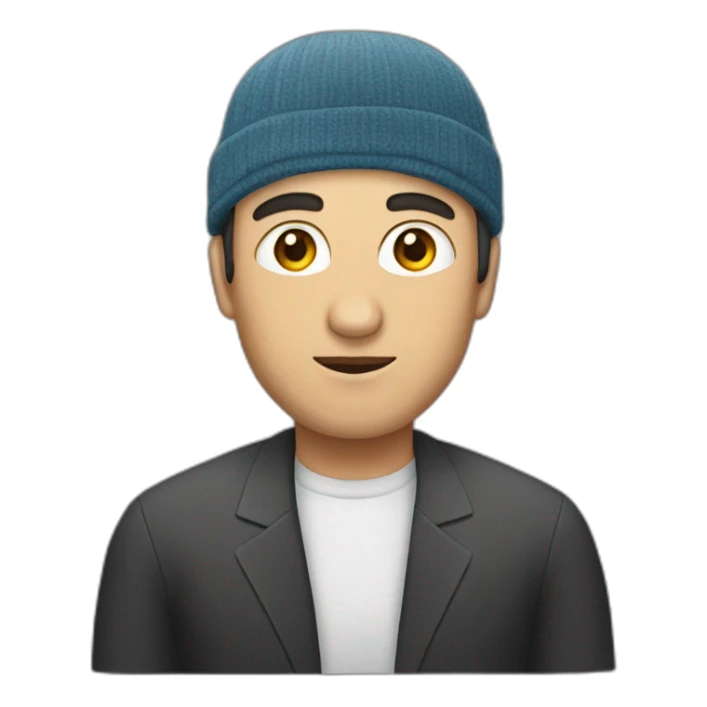 A man in an Uzbek skullcap sticker