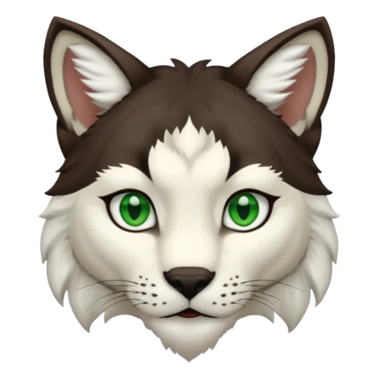 Garçon au cheveux marron foncé avec des oreilles de lynx blanc sticker