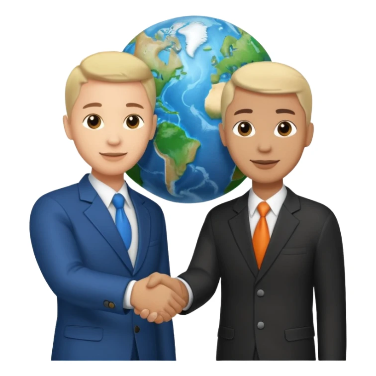 Shake hands and a globe showing negotiation of climate change with accurate image showing environment not just 2 person in a pic sticker