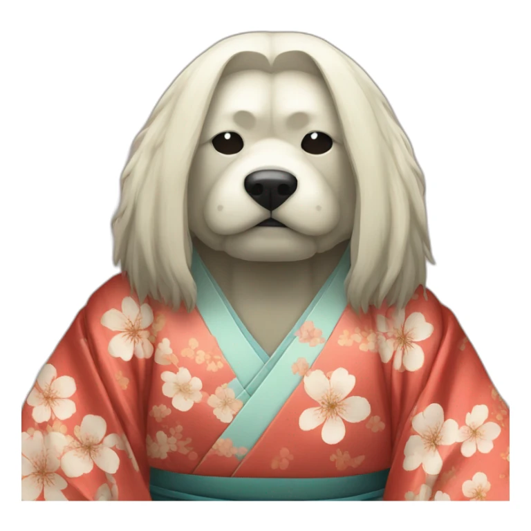 wearing-noh-doggy-mask-longhair-massive-guy-japanese-kimono sticker