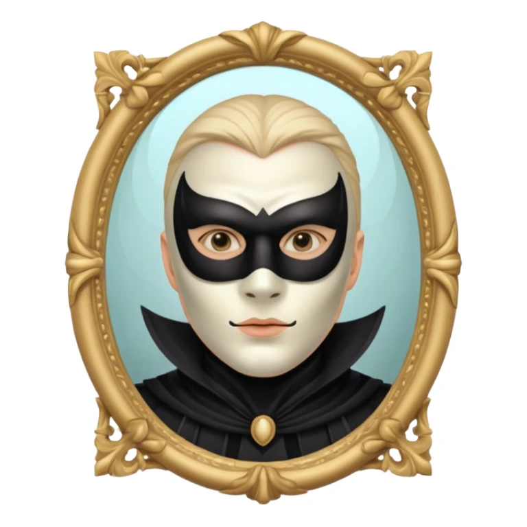 Spooky killer on mask on fancy mirror behind man sticker