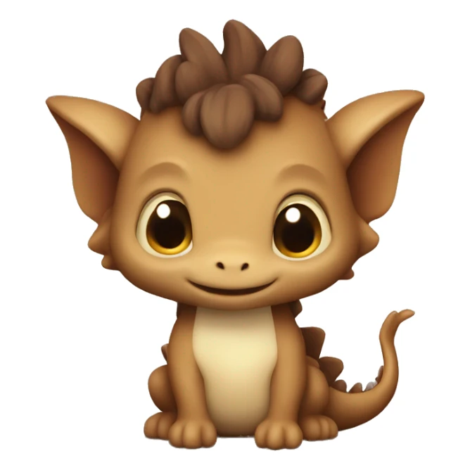 Petit dragon marron et beige tout mignon sticker