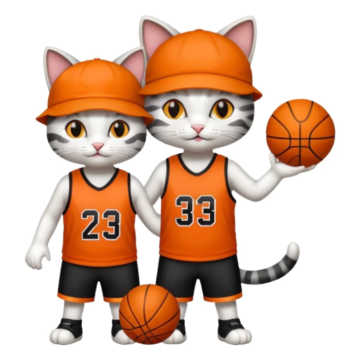 2 cats who just won a basketball game sticker