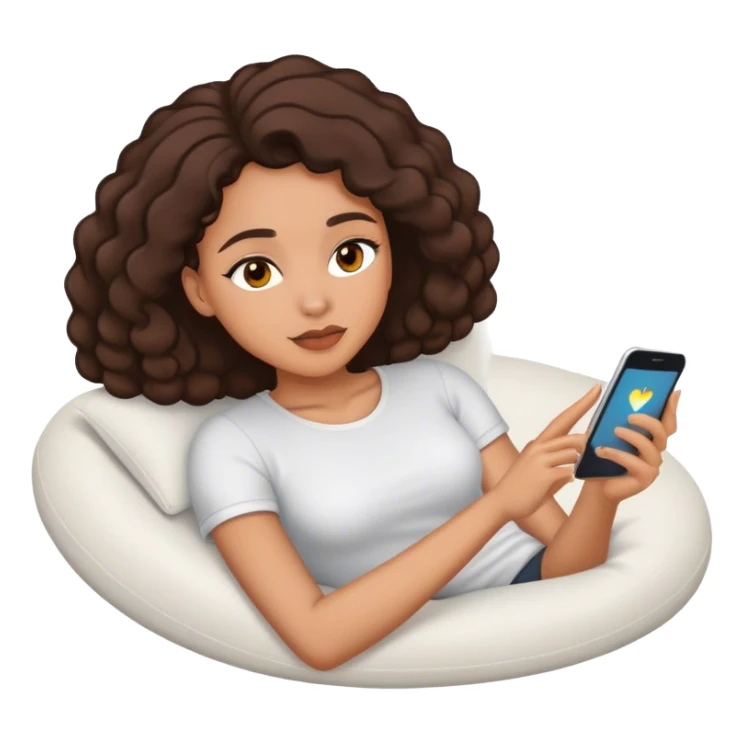 lightskin black lady laying down scrolling on phone sticker