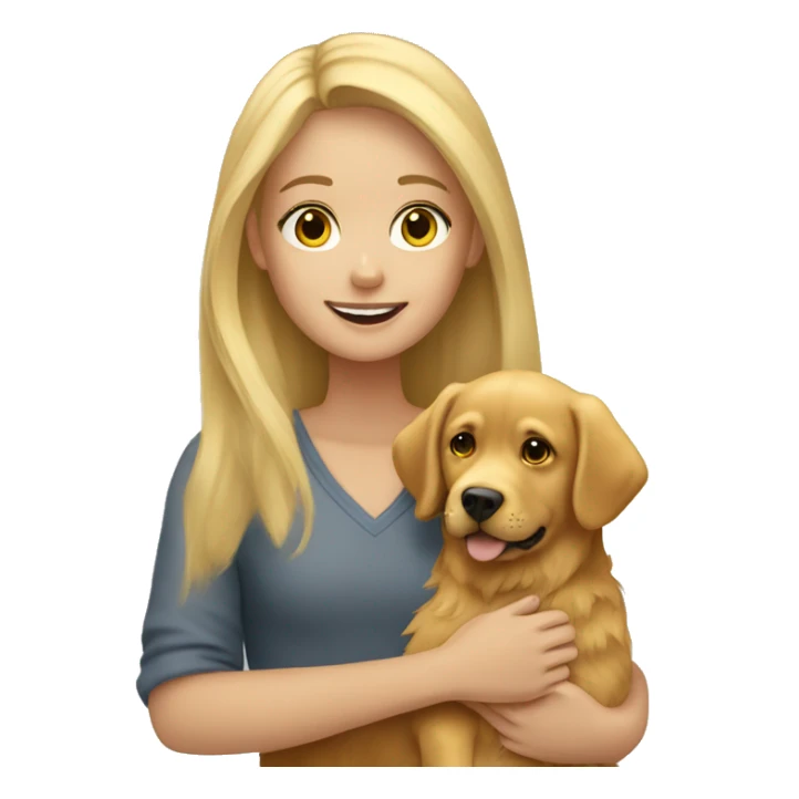 blonde girl holding golden retriever  sticker