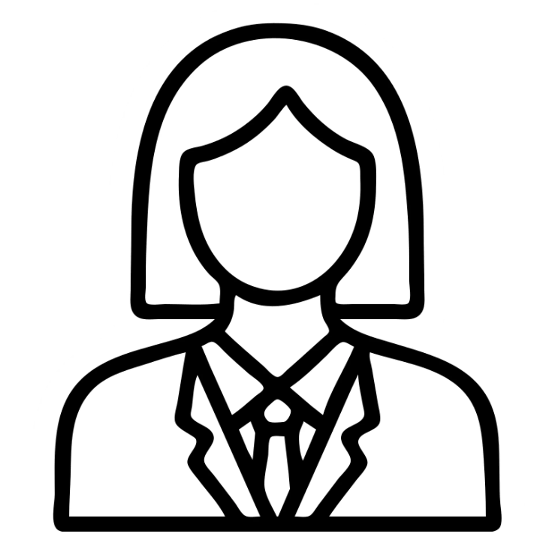 businesswoman, brunette, white skin, suit, outlined icon sticker