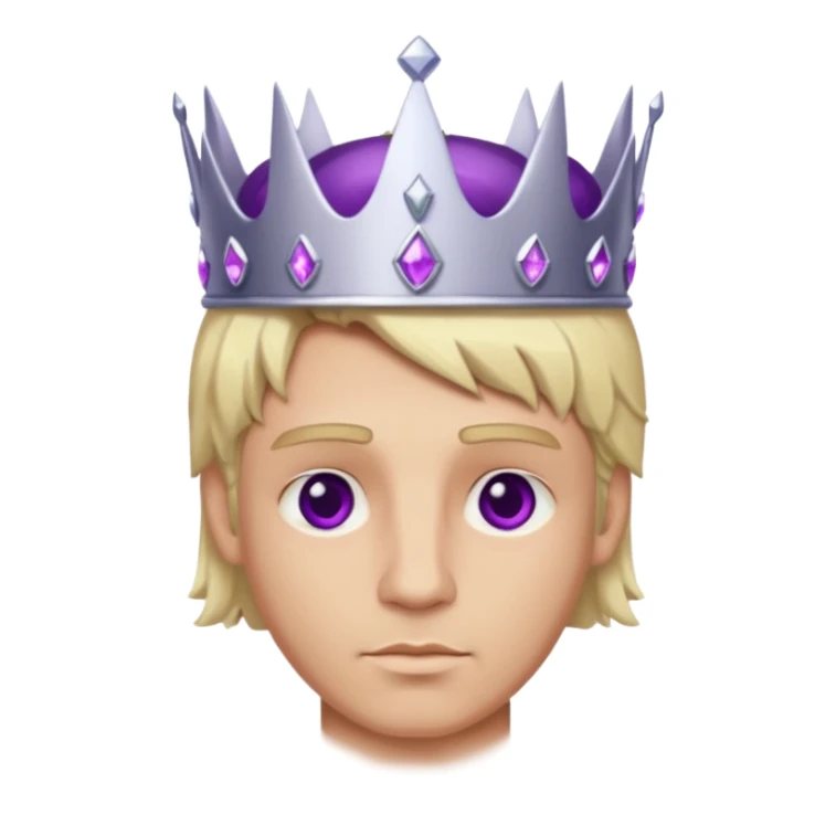 blonde king with brown eyes and silver crown with purple gems sticker