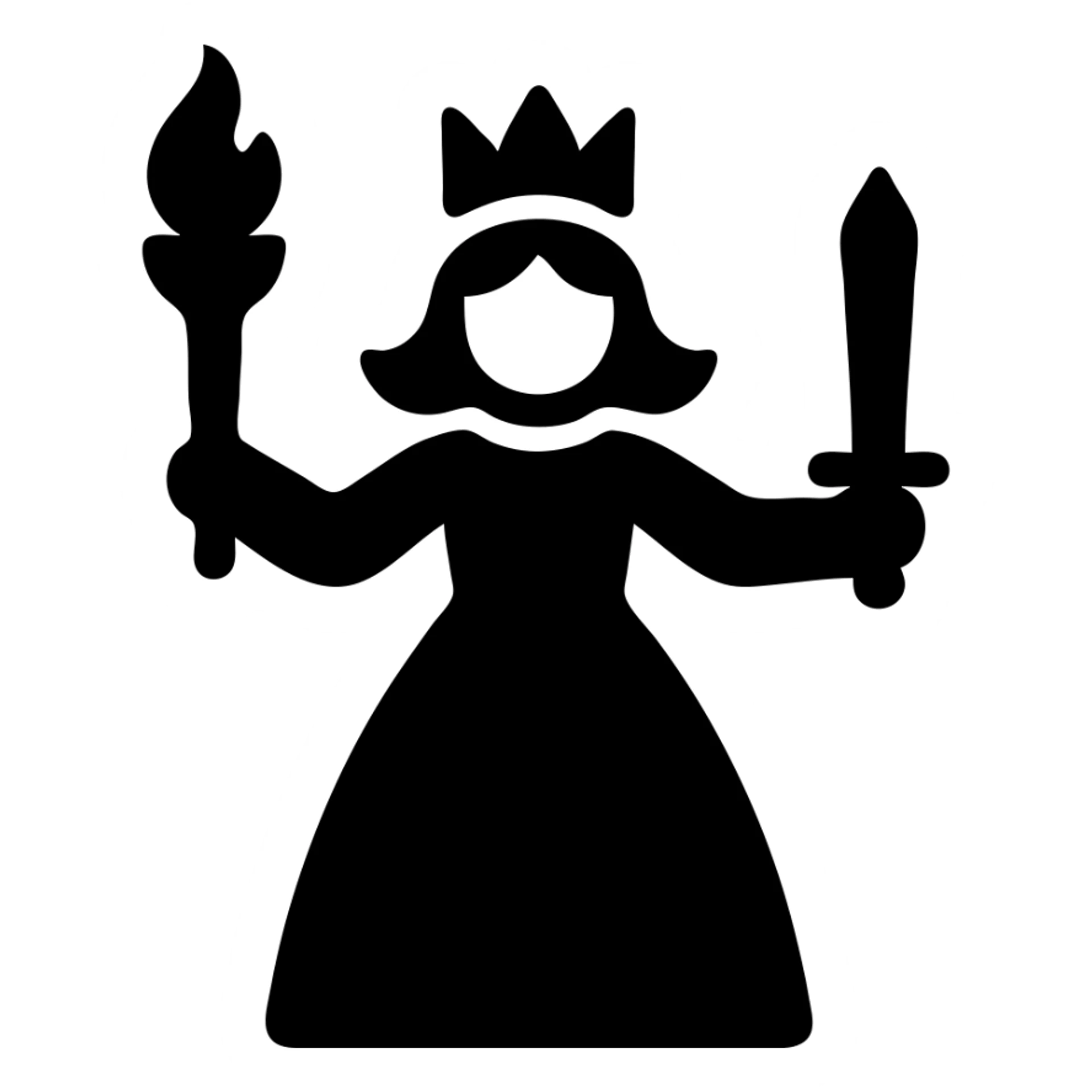 princess with a torch in one hand and a sword in the other, solid filled icon sticker