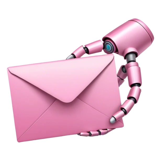 pink robotic hand holding email envolope sticker