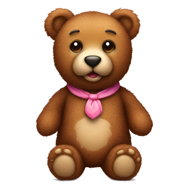 Brown fur teddy bear with a cute pink nose sticker