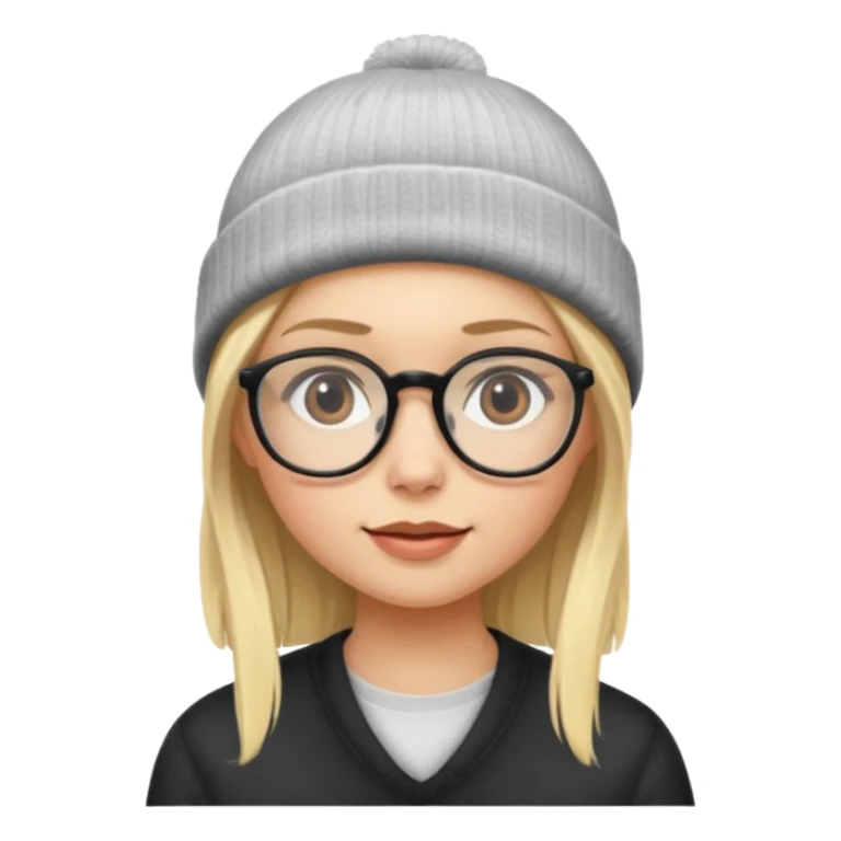 Blonde girl wearing glasses and beanie sticker