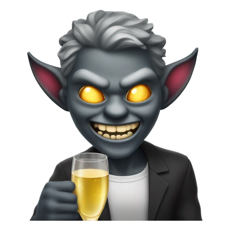 demon winking with a glass of champagne sticker
