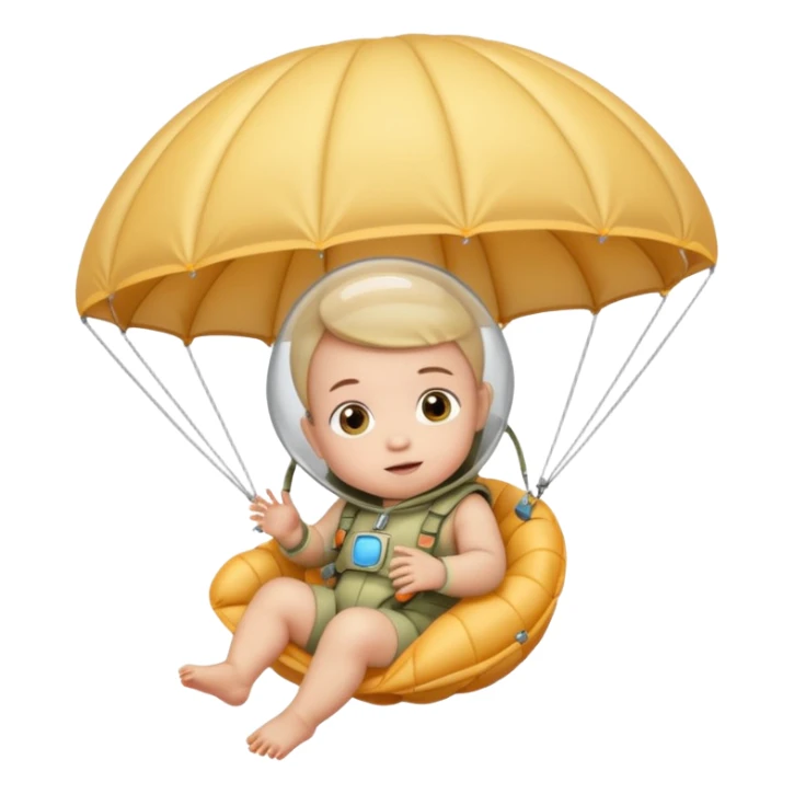Skydiving baby with parachute and UFO sticker
