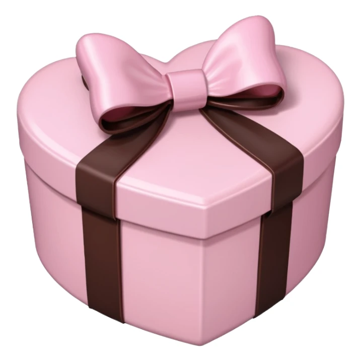 pale pink heart box, pale pink bow, filled with chocolates inside sticker