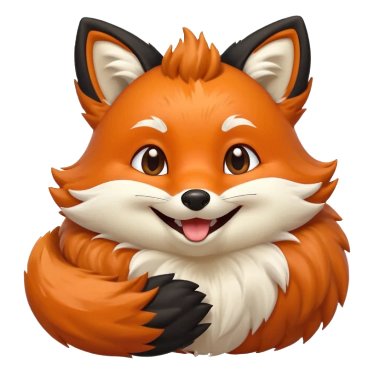 Floofy the Creampuff fox blackish away laughing, chubby. Black paws orange color sticker