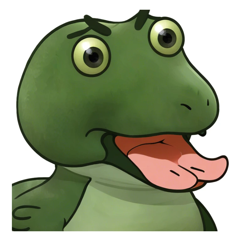 Green mallard duck with dizzy spiral eyes and his tongue sticking out sticker