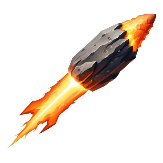  Cinematic Realistic Meteor – A fiery, blazing rock streaking through space, leaving behind a bright, dynamic trail of superheated plasma. Its rocky surface glows intensely as it hurtles toward an unknown destination. sticker