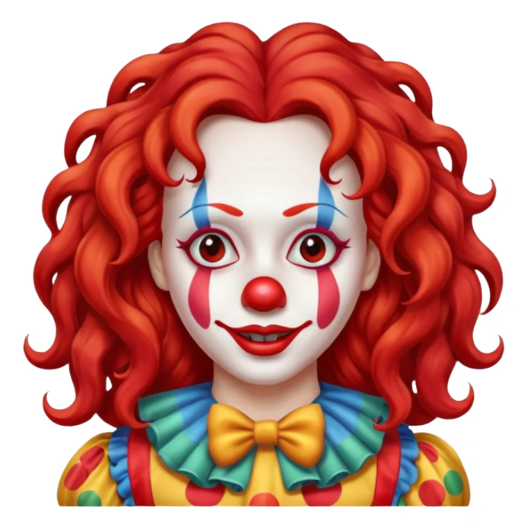 red very long hair female clown sticker
