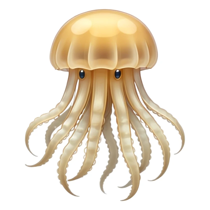 white beige jellyfish with translucent body and flowing tentacles sticker